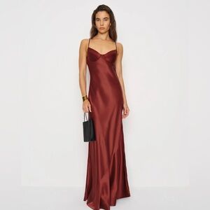 Reformation Silk Neva Dress in Romance, *light flaws*
